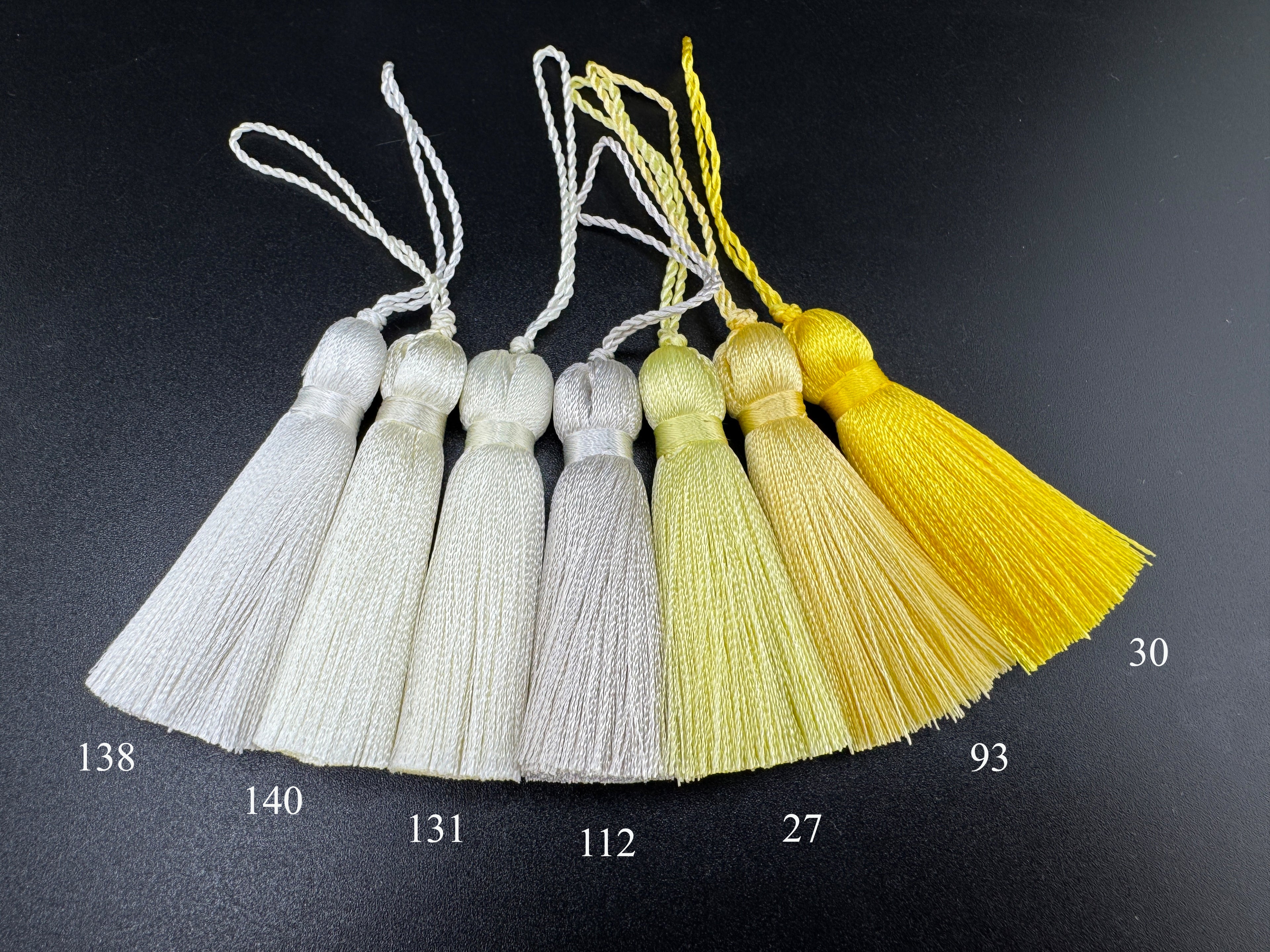 Ivory and yellow 2 inches small silk tassels for your invitations