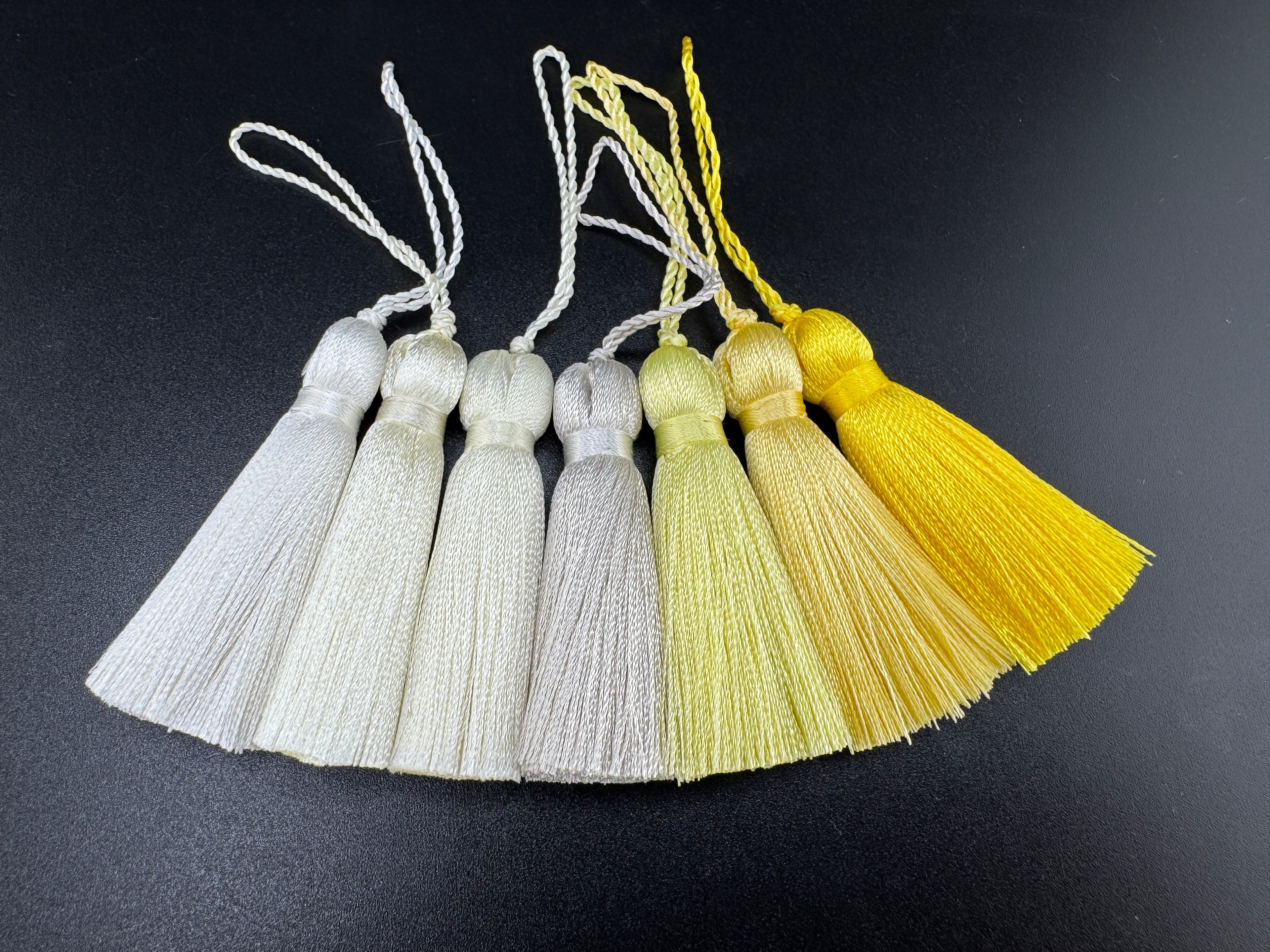 Ivory and yellow 2 inches small silk tassels for your invitations