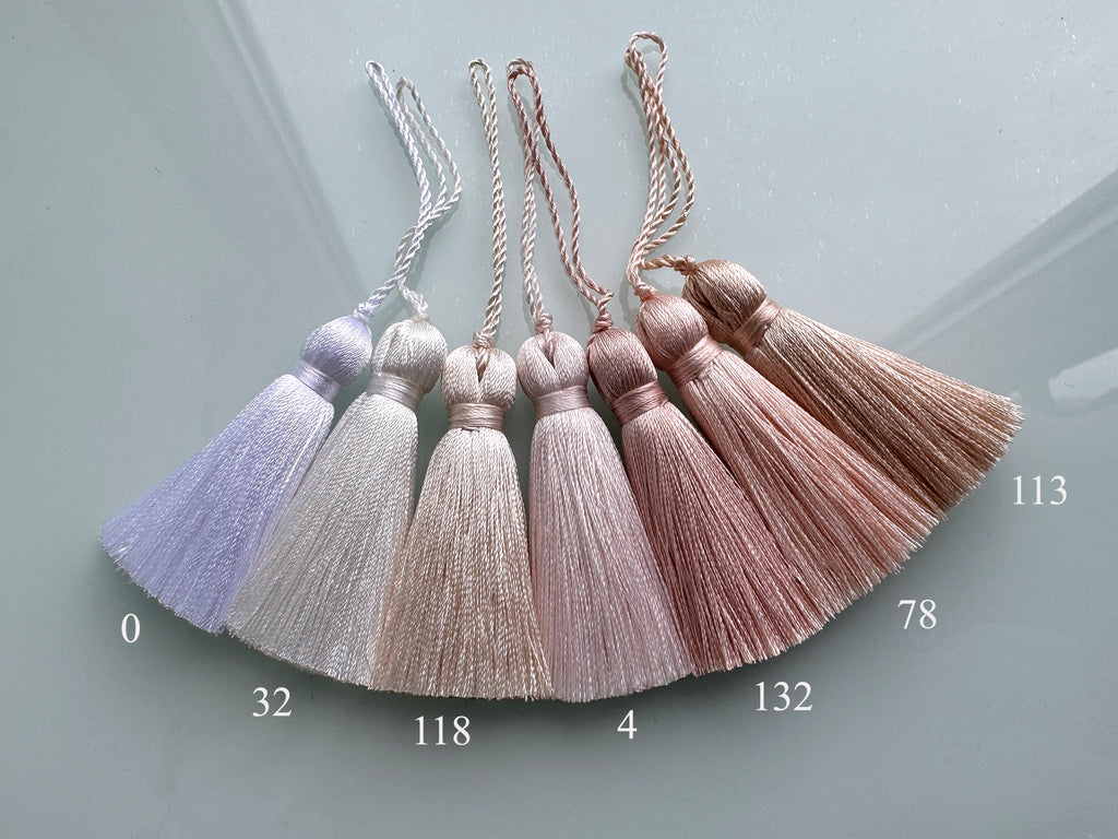 Beige 2 inches small silk tassels for wedding invitations