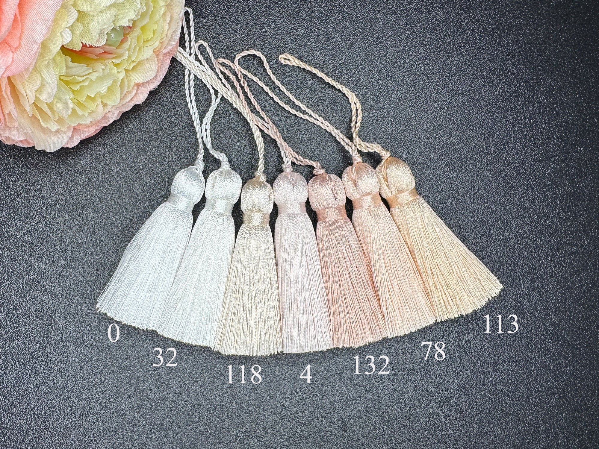 Beige 2 inches small silk tassels for wedding invitations