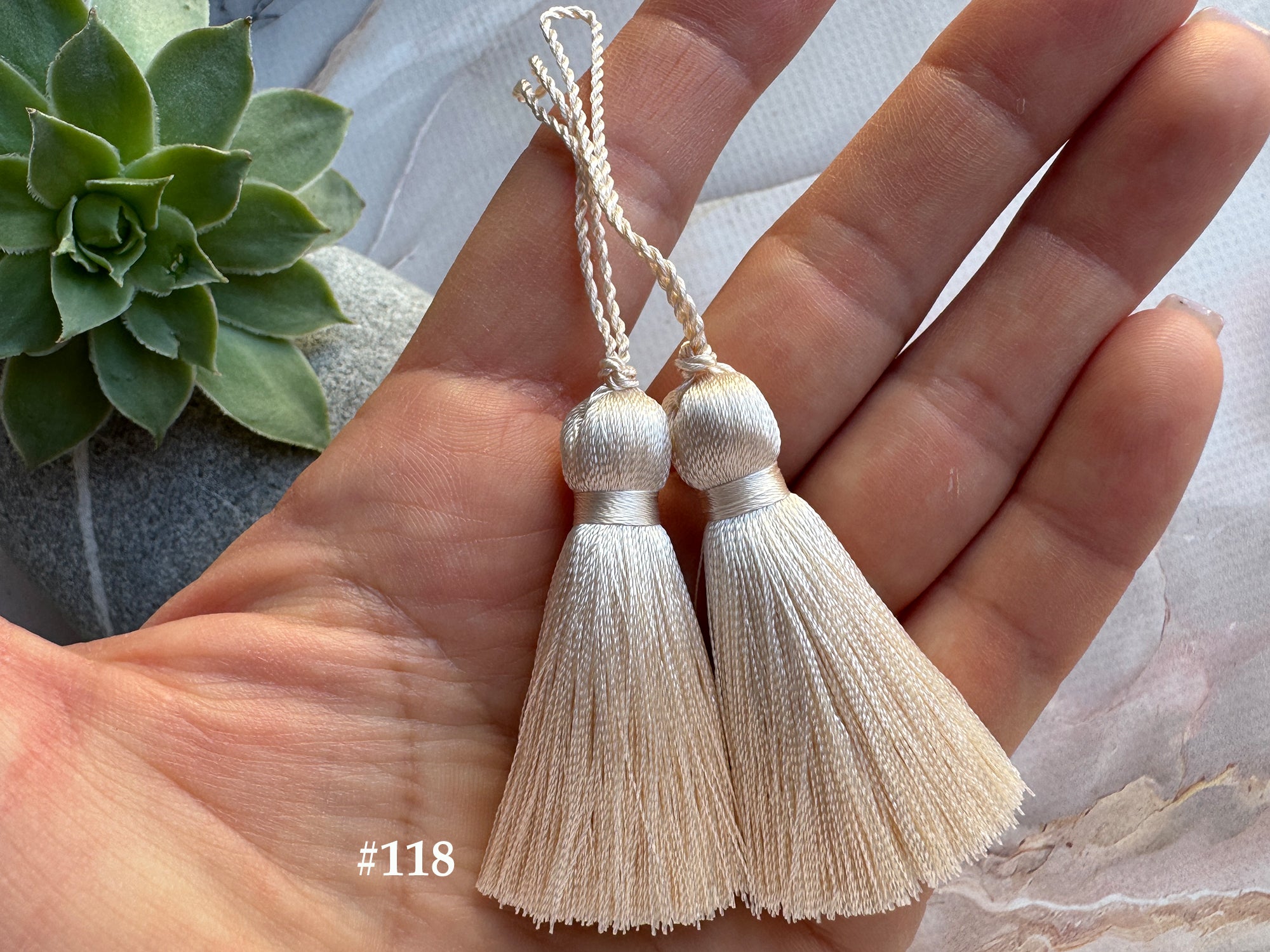 Beige 2 inches small silk tassels for wedding invitations