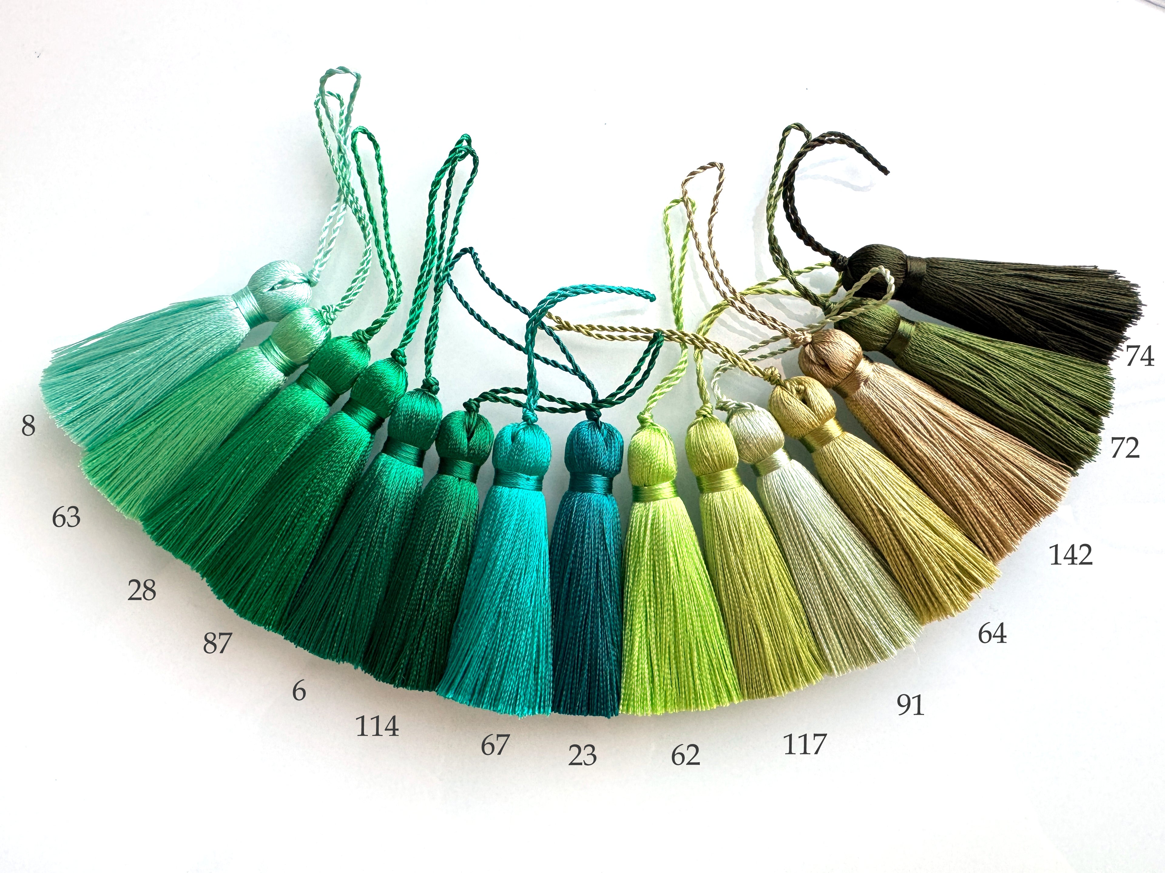 Green 2 inches small silk tassels for decoration