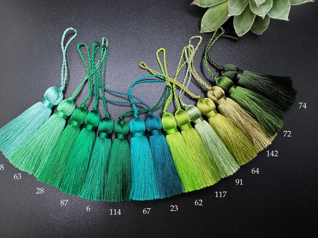 Green 2 inches small silk tassels for decoration
