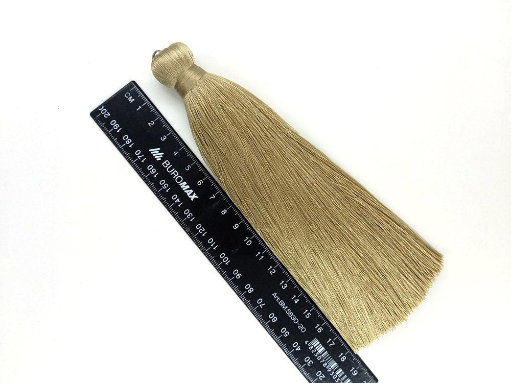 Gray olive 7 inches (18cm) MEGA thick silk tassel, Jumbo tassel, Large tassels, Long tassels