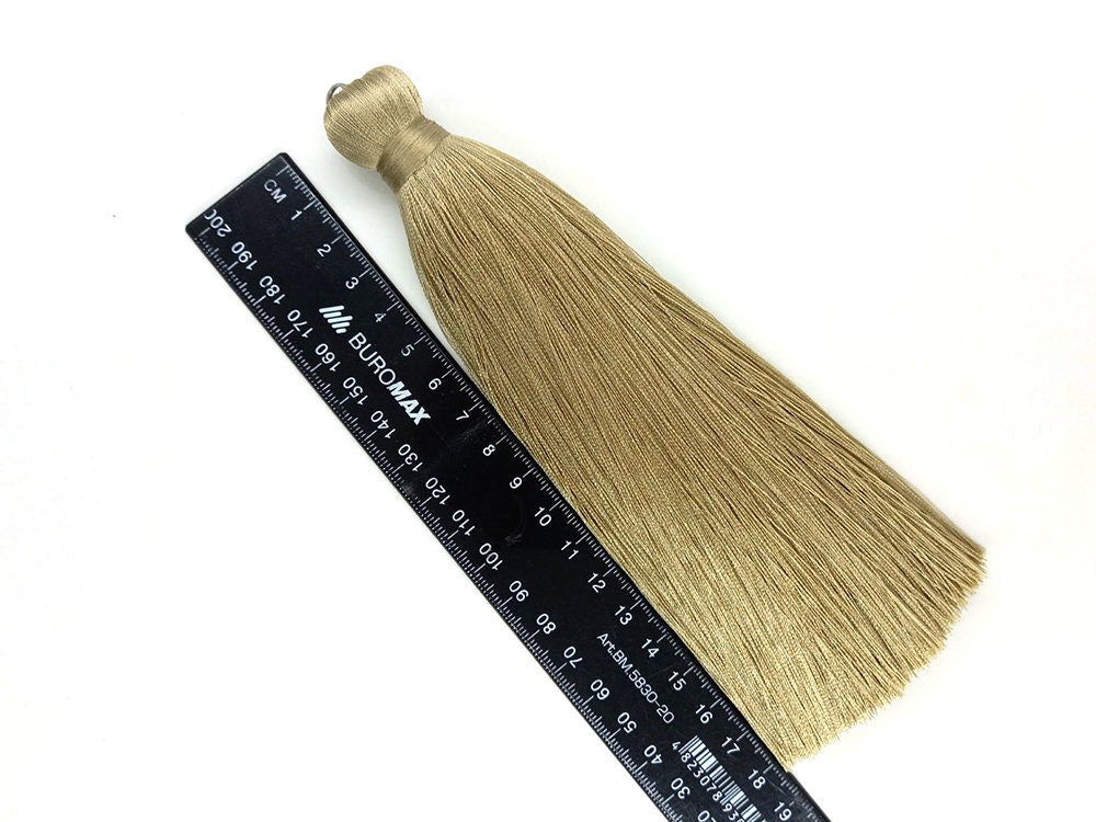 Gray olive 7 inches (18cm) MEGA thick silk tassel, Jumbo tassel, Large tassels, Long tassels