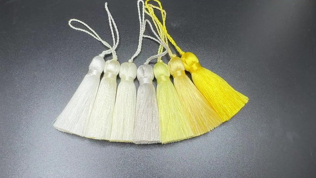 Ivory and yellow 2 inches small silk tassels for your invitations