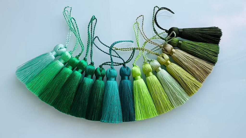Green 2 inches small silk tassels for decoration